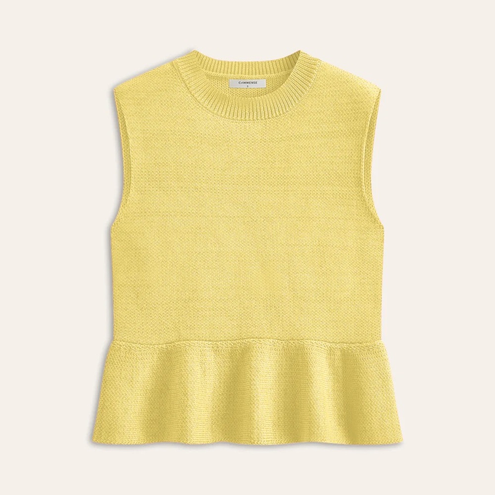 079. Commense Yellow Peplum Tank Top S